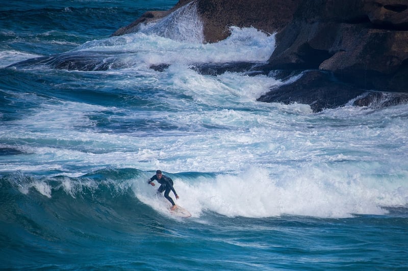 Surfer with sun protection gear